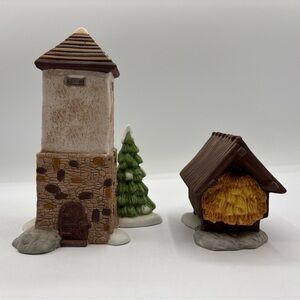 Department 56 1987 Vintage Heritage Village Coll Silo & Hay Shed Set Of 2 5950-1